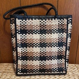 Stylish Black and Brown Woven Tote Bag Made by BEMBIEN